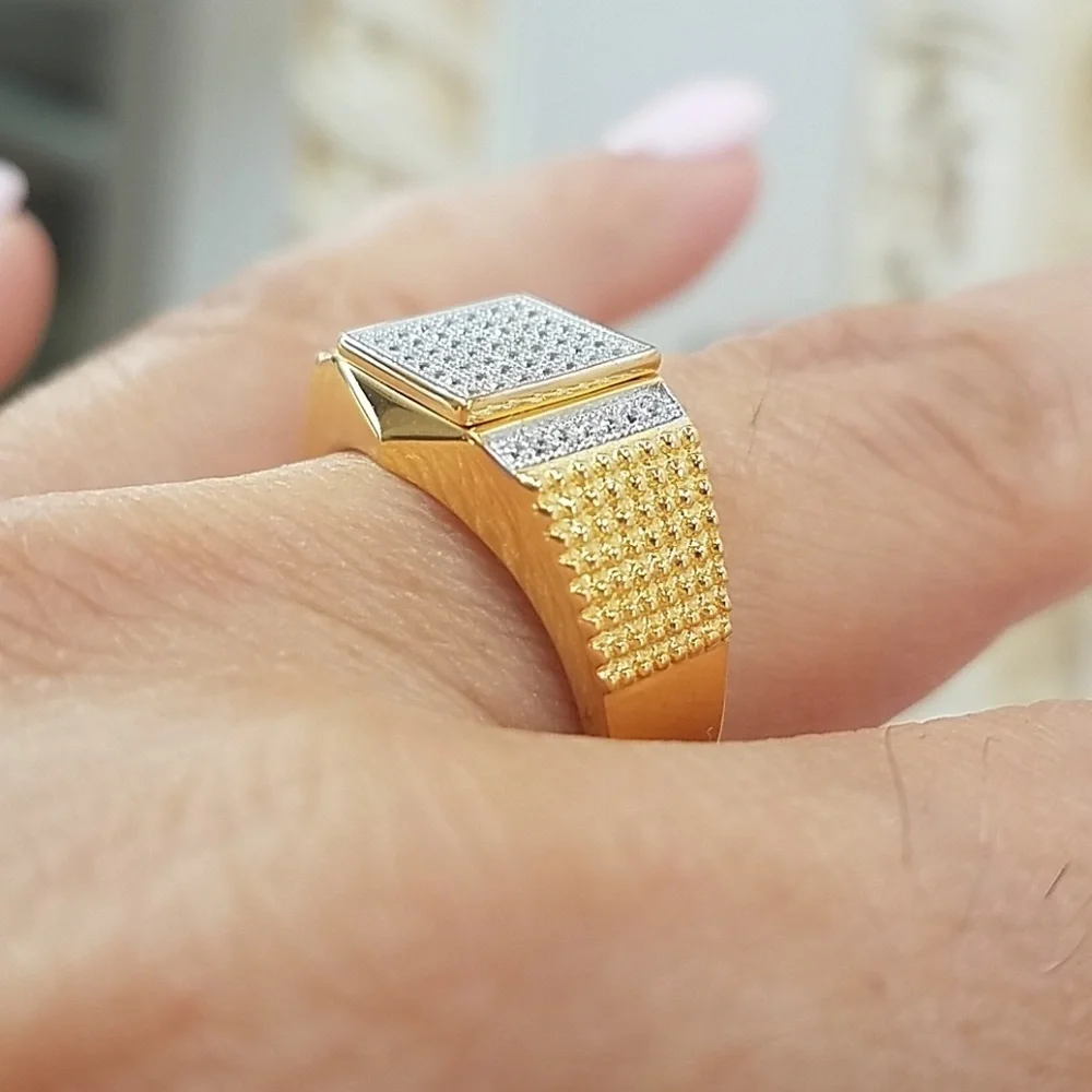 Gold plated men Wedding Band Ring